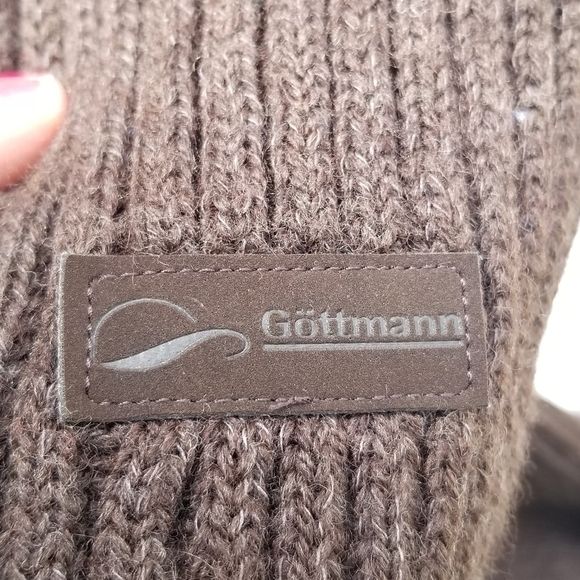 Gottman brown ribbed knit scarf wool blend unisex - Picture 2 of 3